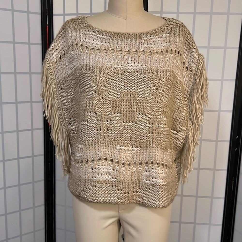 Ralph Lauren Denim and Supply Cotton Acrylic blend vest with armhole fringe